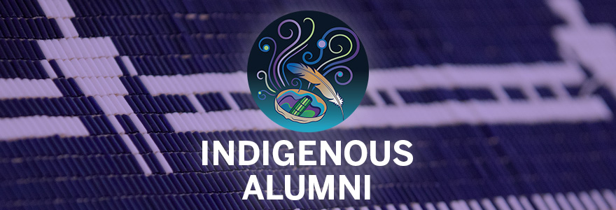 Wampum belt with Indigenous Alumni smudge bowl